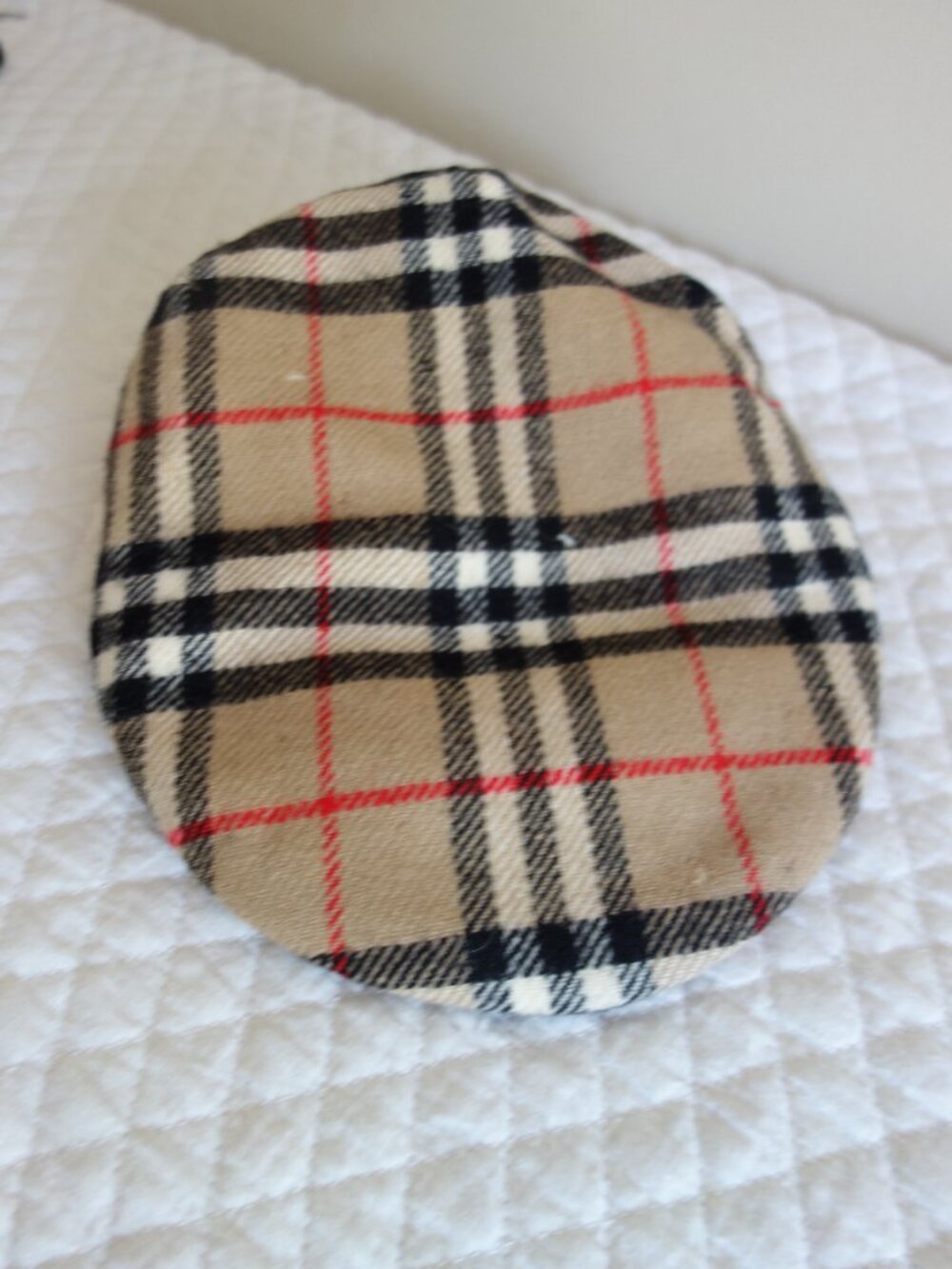 Vntg BURBERRYS’ England News Boy Flat Plaid Wool Cap Hat – Large – READ - Picture 2 of 11